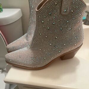 Elegant Rhinestone-Studded Ankle Boots